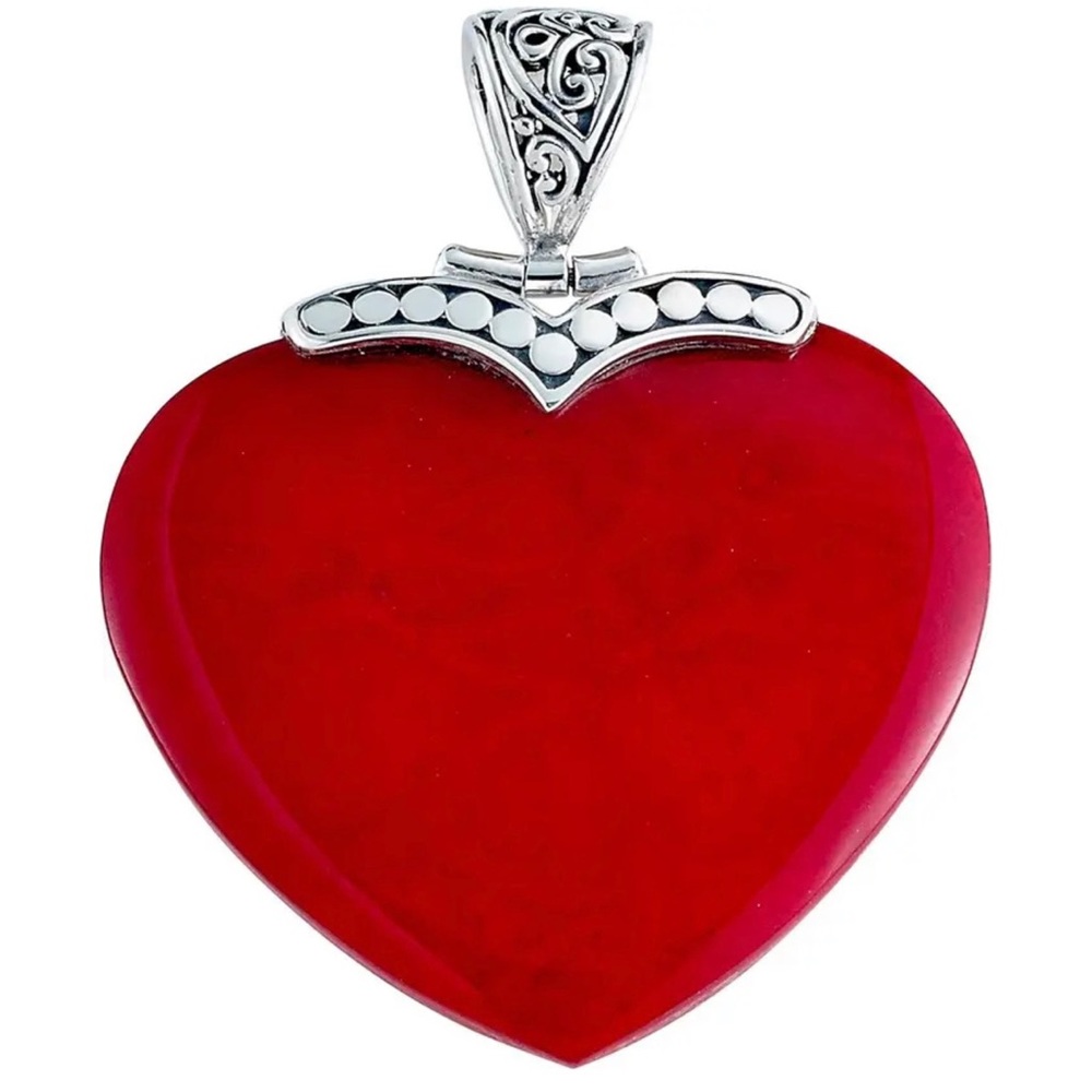 Sterling Silver Coral Heart Pendant by Samuel B.